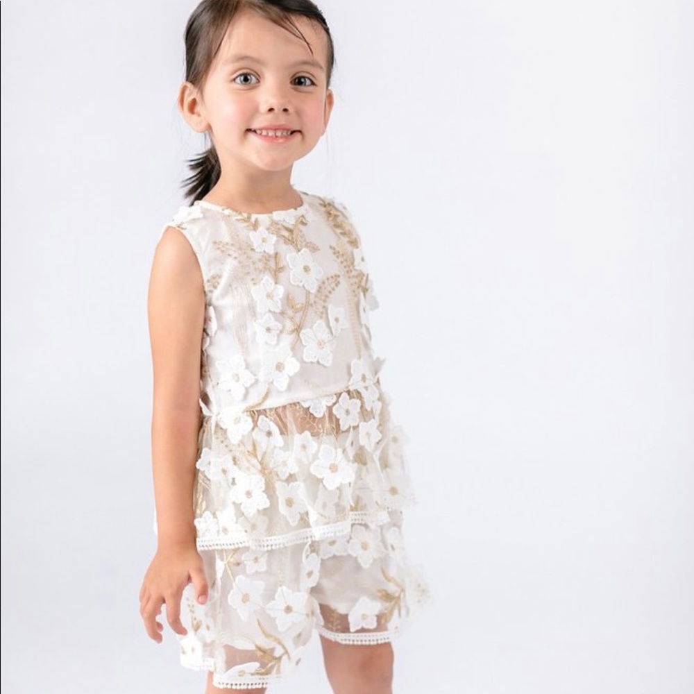 2 piece embroidered tank and shorts